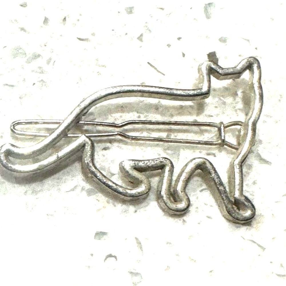 Vintage Silver Cat Hair Clip Pin